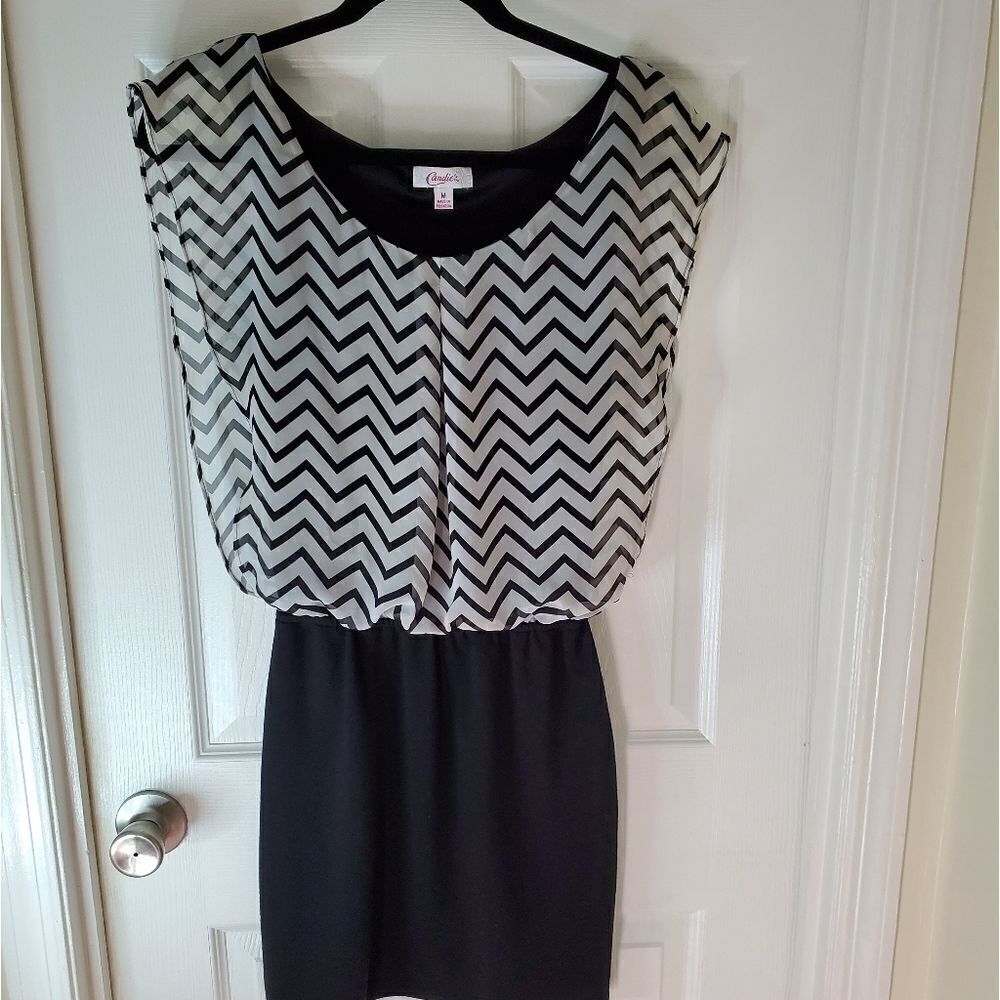 Candie's Black and White Dress Medium - Picture 2 of 6